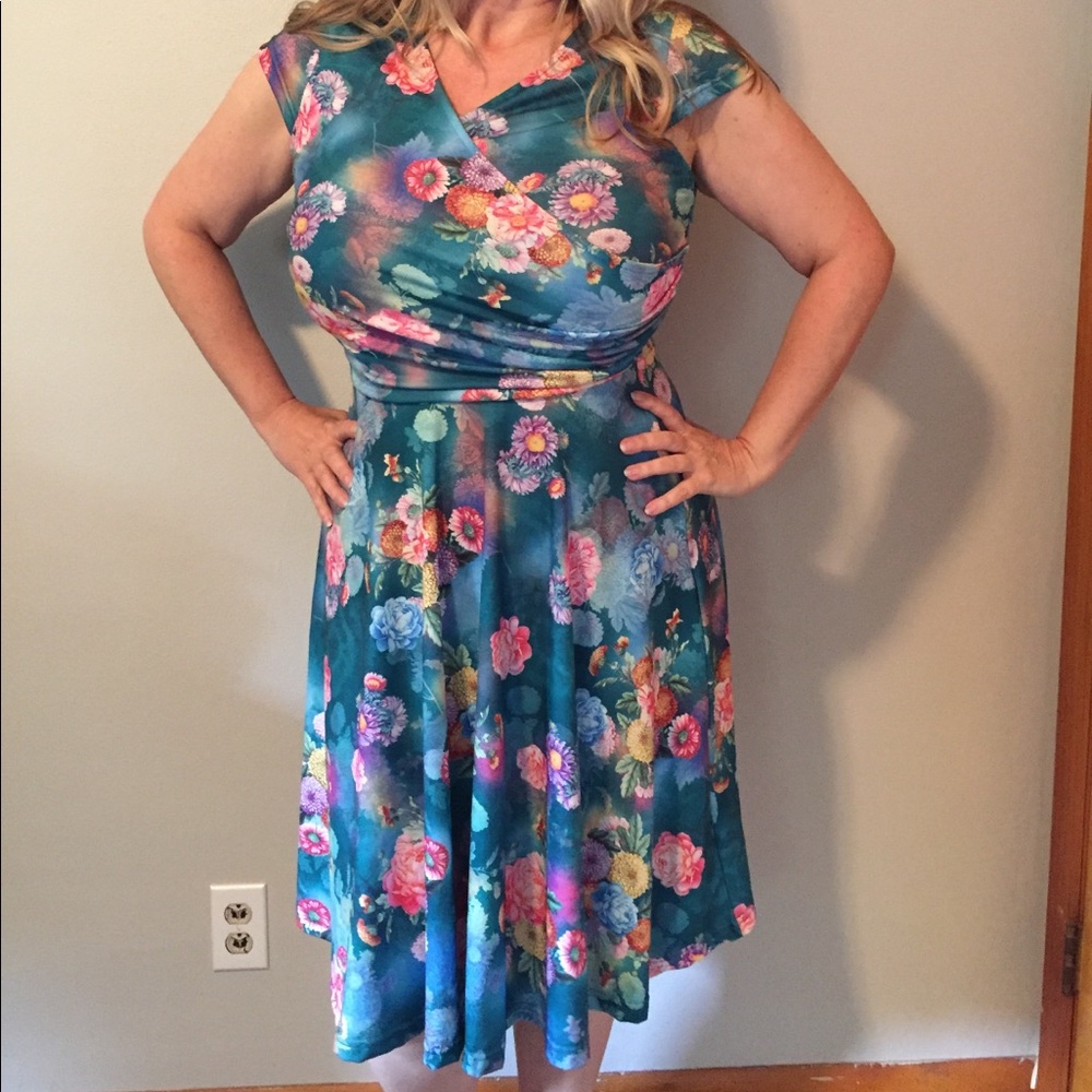 Floral faux wrap dress